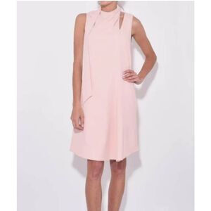 TIBI Chalky Drape Pleat Neck Shift Dress in Blush sz 6